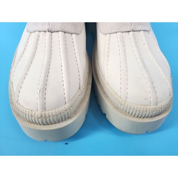 Womens Chunky Boot Sz 7 Winter Duck Boot Cream Zipped - Picture 5 of 10